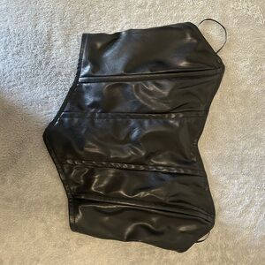 Black Faux Leather Corset Top
